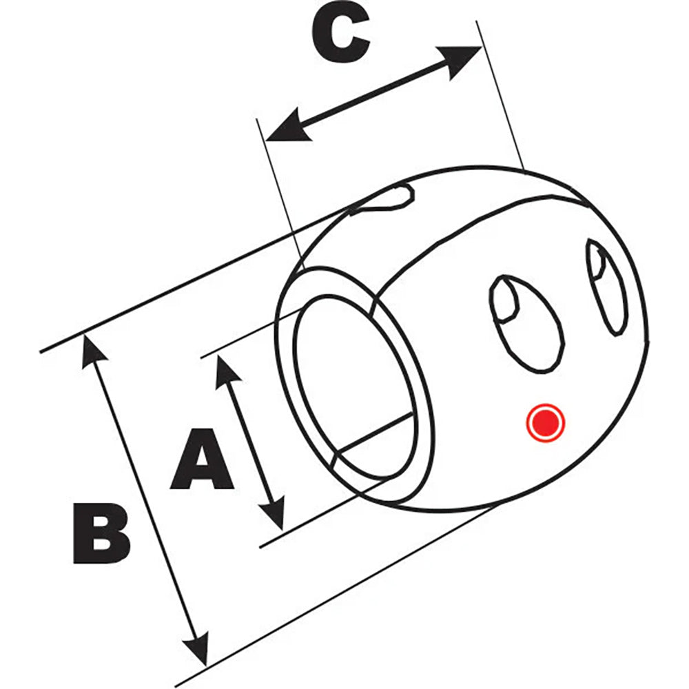 Performance Metals 212 Streamlined Shaft Anode  Aluminum C2500A