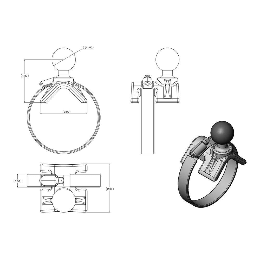 RAM Mount Strap Mount wArm  Diamond Base RAMB108238